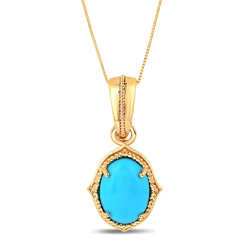 14K Yellow Gold Sleeping Beauty Turquoise Necklace